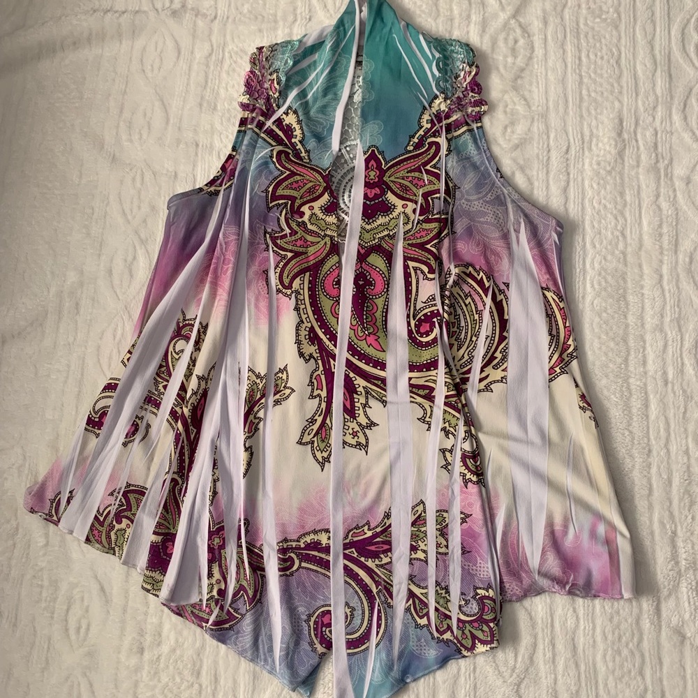 Cover Charge size small stamp print butterfly vest - Picture 2 of 5